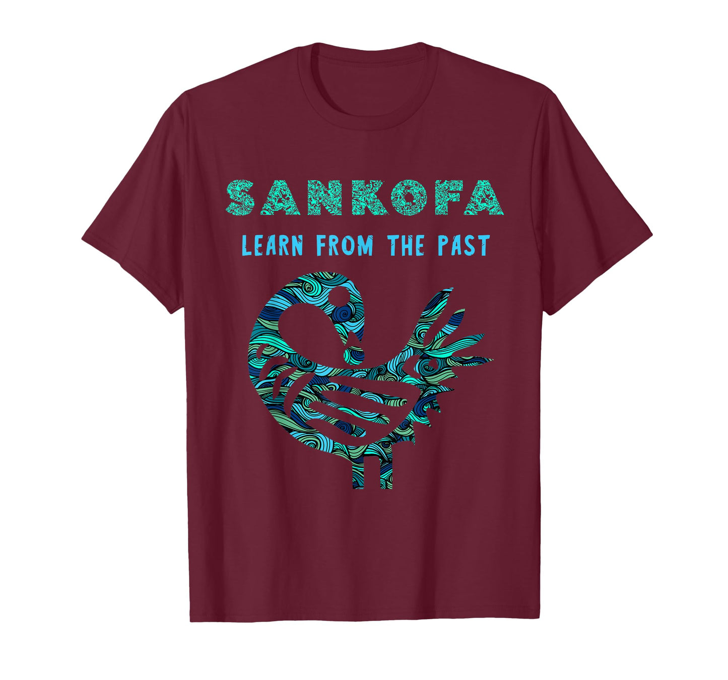 Sankofa Learn From The Past African Bird Pattern T-Shirt