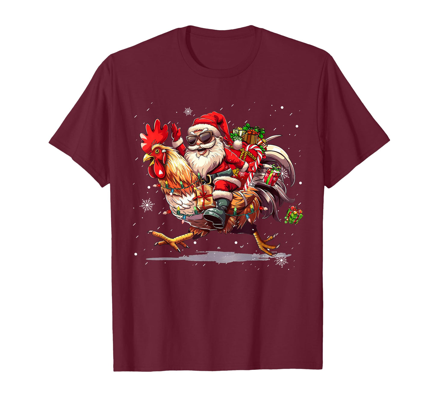 Merry Christmas 2025 Funny Santa Riding Chicken Christmas T-Shirt