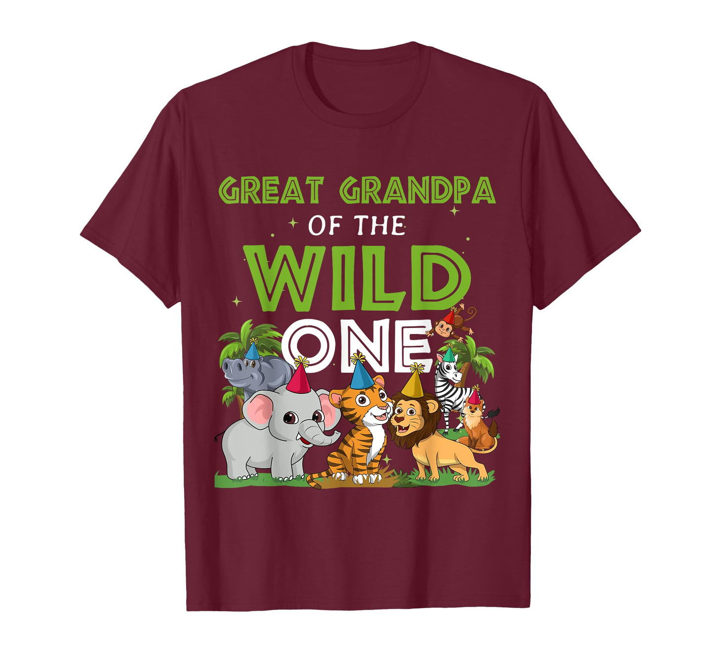 Great Grandpa of the Wild One Zoo Birthday Safari Jungle Ani T-Shirt