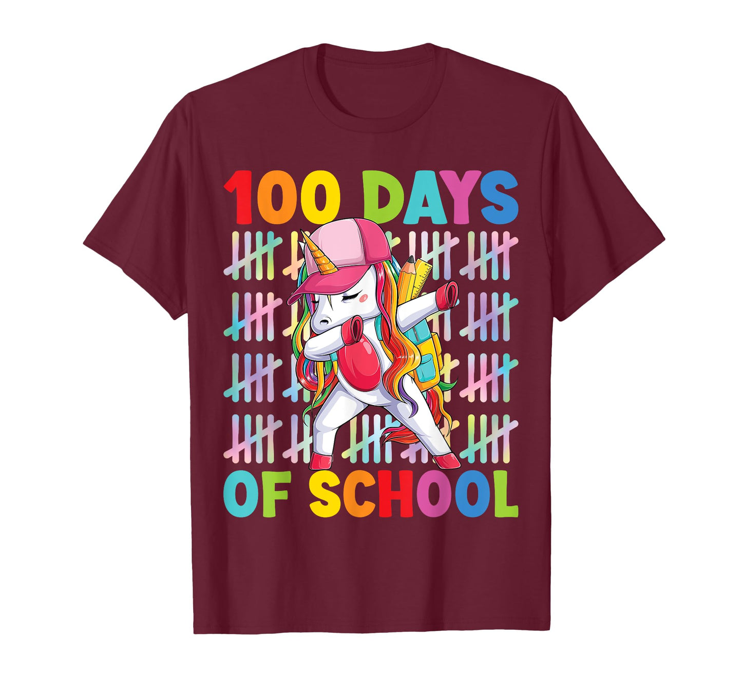 100 Days Of School Unicorn Dabbing Kids Girl T-Shirt