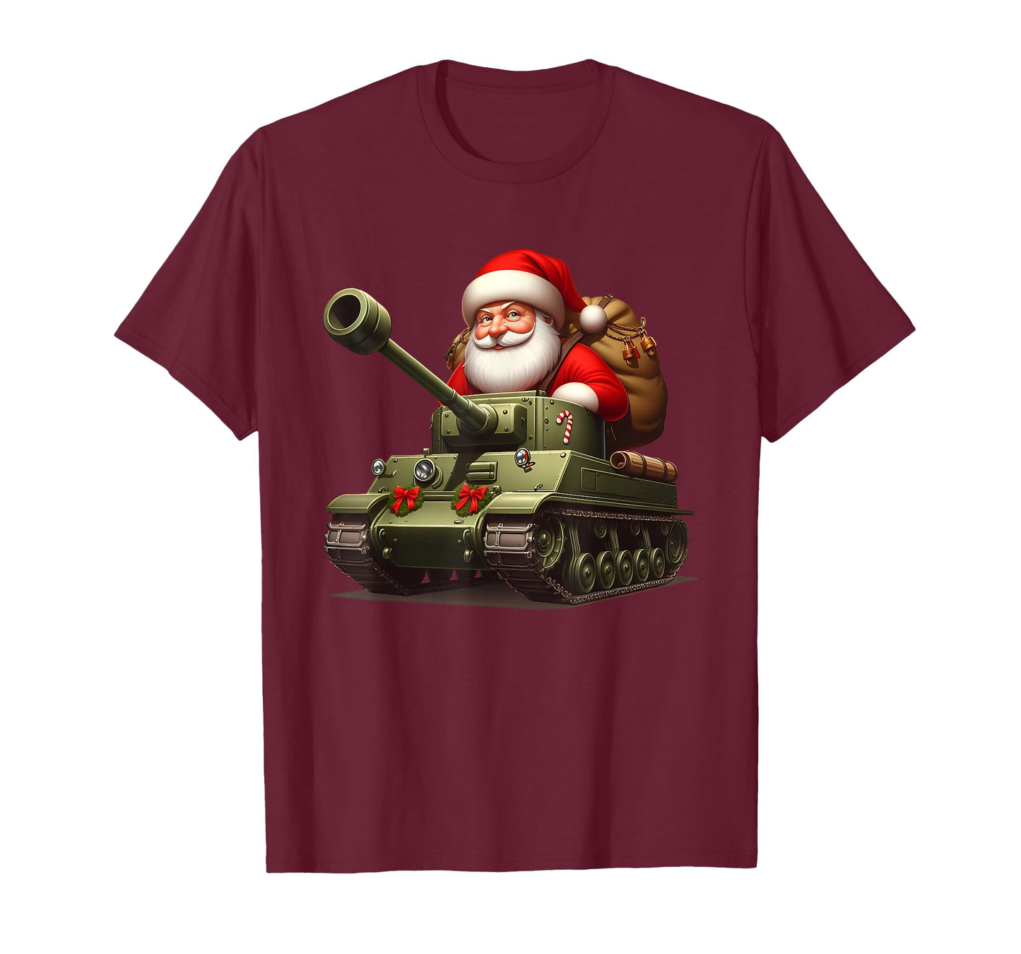 Christmas Santa On A Military Tank, Xmas Tank T-Shirt