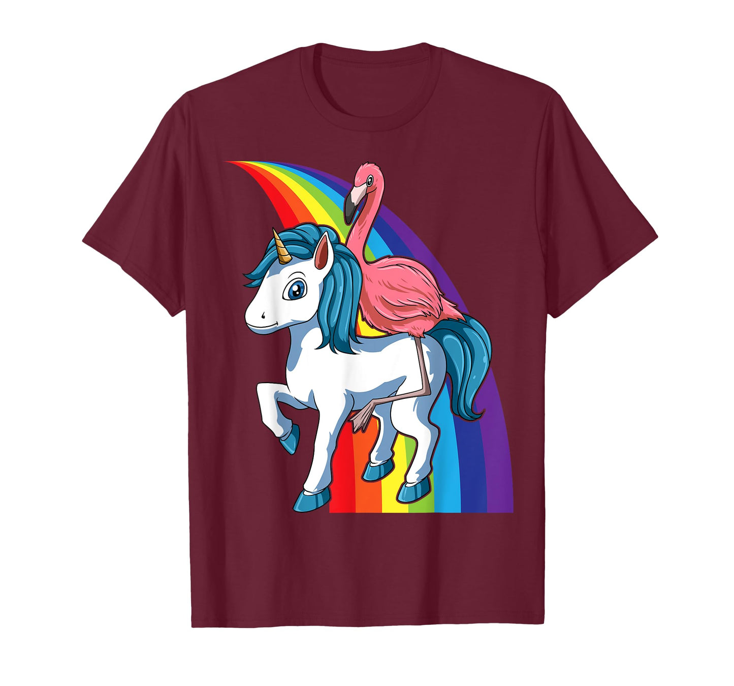Flamingo Riding Unicorn Rainbow Flamingo Lovers Unicorn T-Shirt