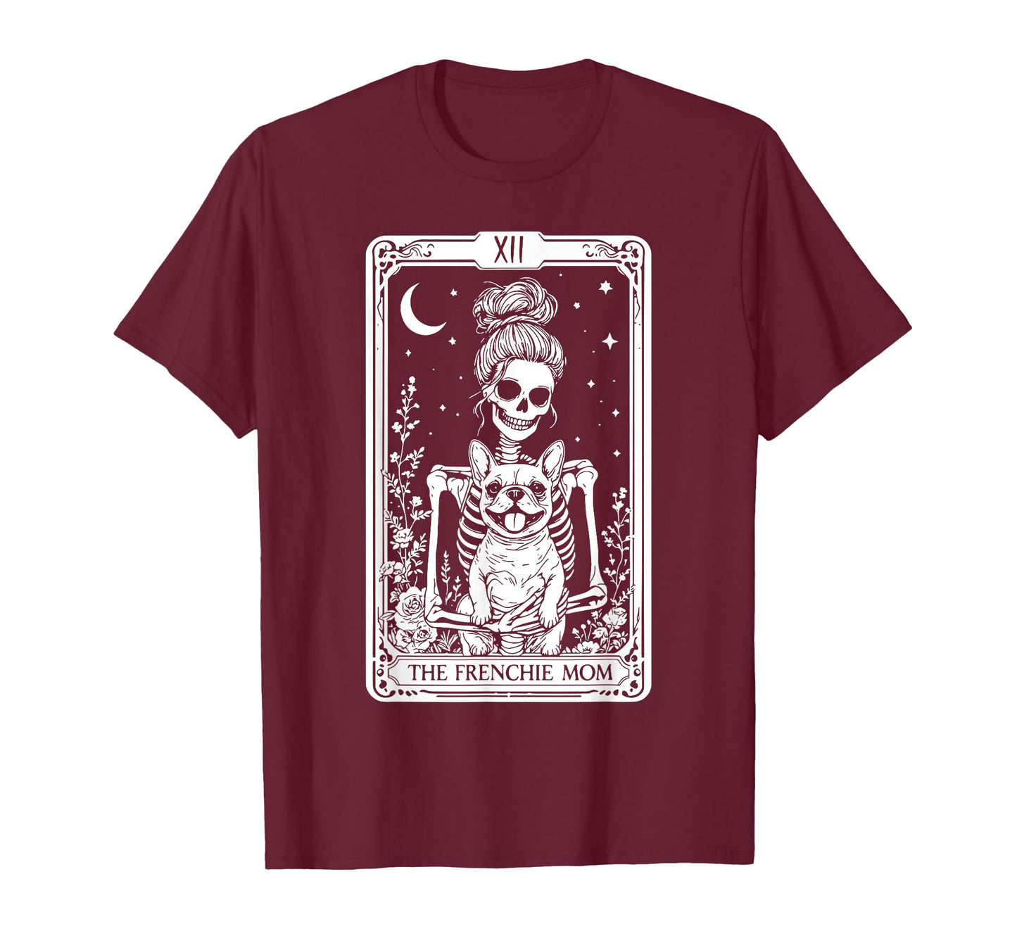 French Bulldog Tarot Card Halloween Spooky Skeleton Dog Mom T-Shirt