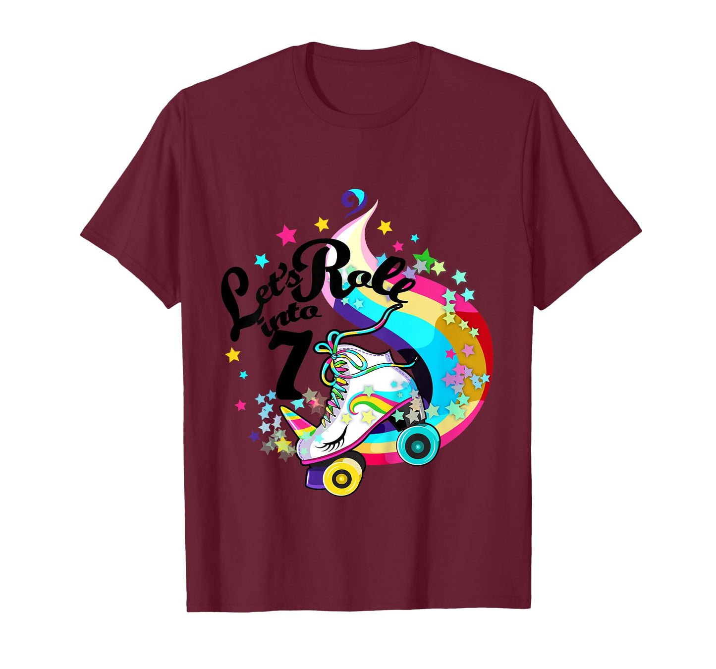 7 Year Old Birthday Shirt Girl Roller Skate Unicorn Outfit T-Shirt