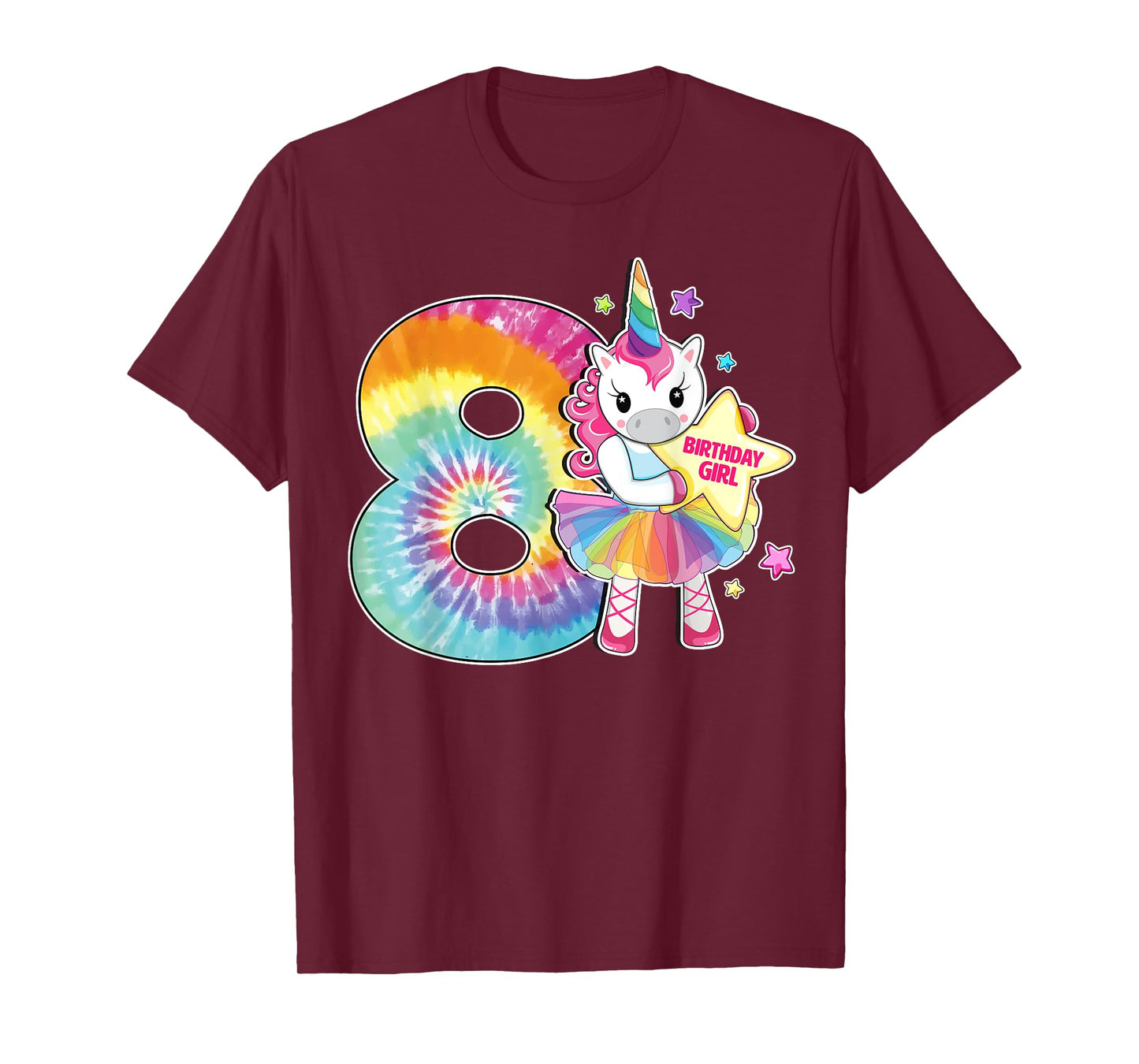 8th Birthday Unicorn Shirt Gift for Girls Age 8 Tie Dye Tee T-Shirt