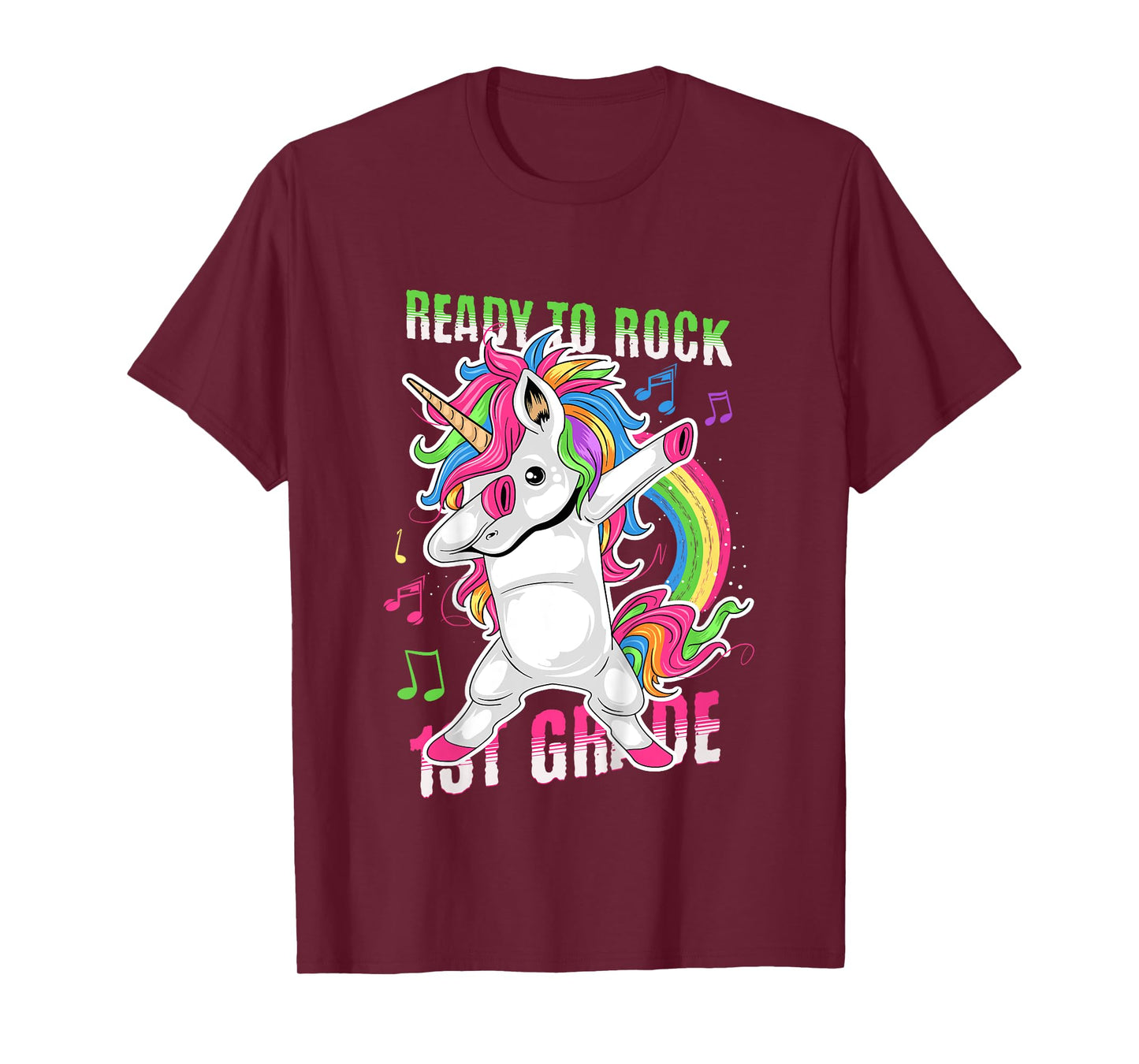 Kids Cute Girls Unicorn Ready To Rock 1st Grade Graphic T-Shirt