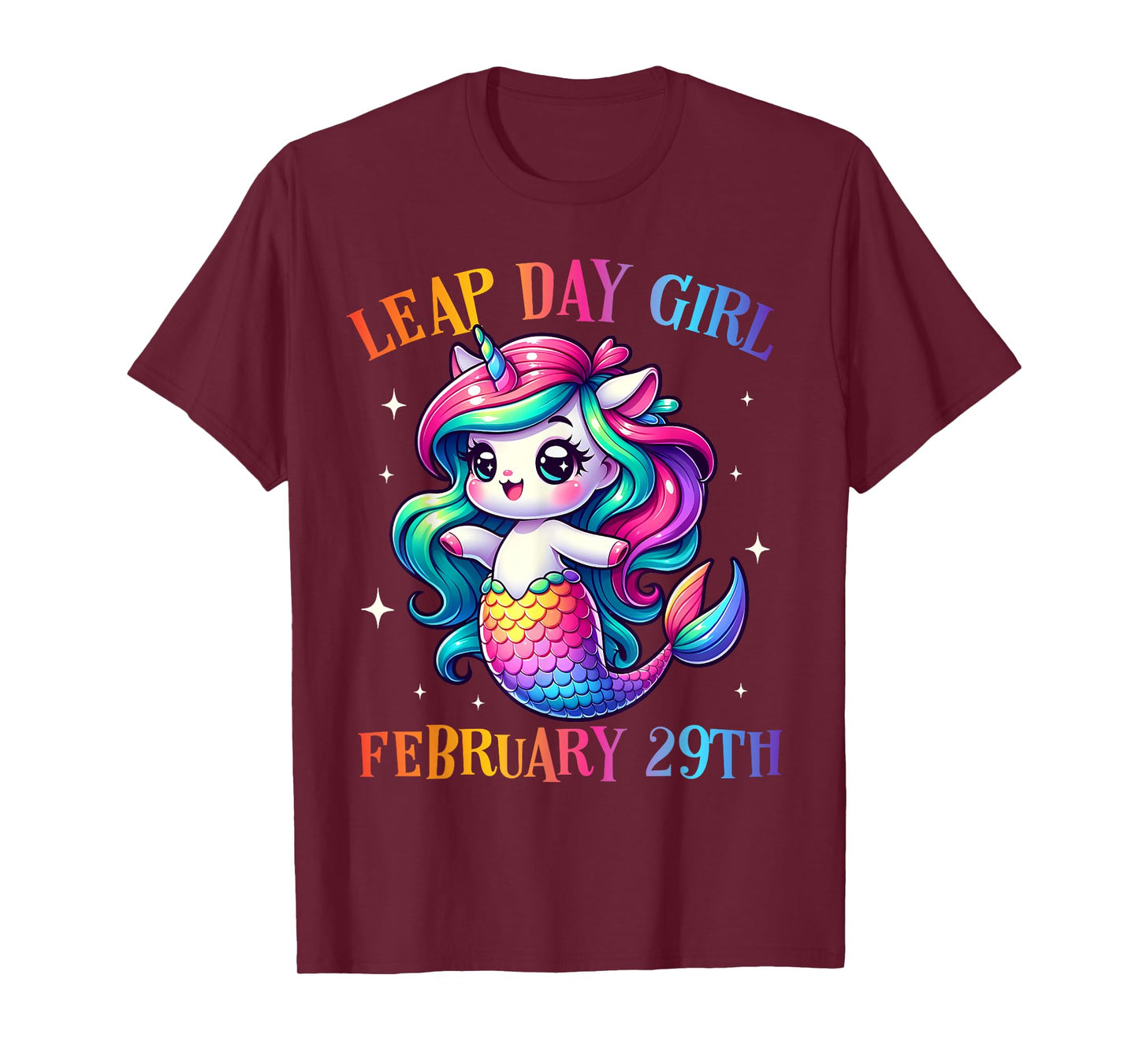 Leap Year Girl Mermicorn Leap Day Feb 29 Birthday Girls T-Shirt