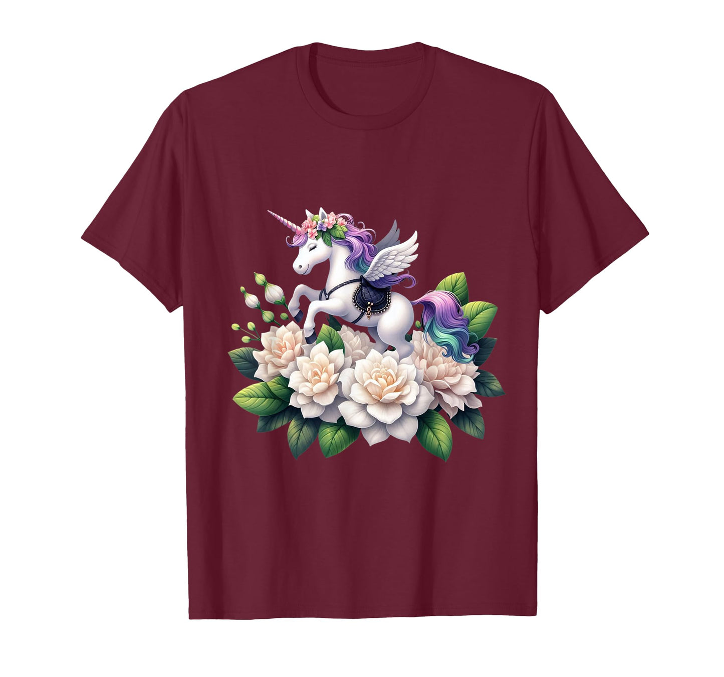 Unicorn Riding Gardenia Boys Girls Men Women Kids Adults T-Shirt