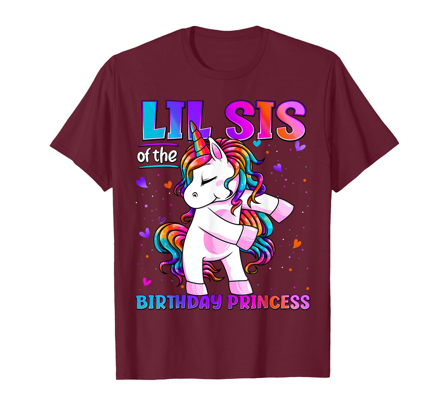 Lil Sis of the Birthday Princess Flossing Unicorn Lil Sister T-Shirt