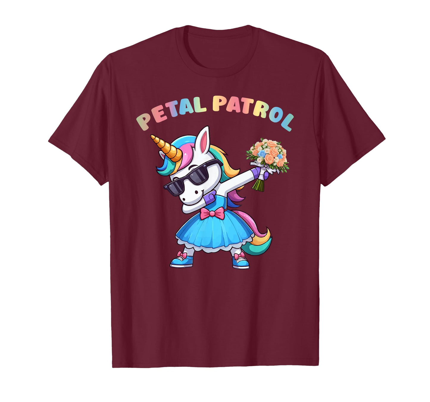 Wedding Petal Patrol Flower Girl Unicorn Tee Bridesmaid T-Shirt