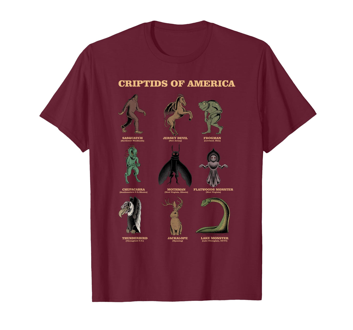 Cryptid Shirt Monster of America Educational Cryptozoology T-Shirt