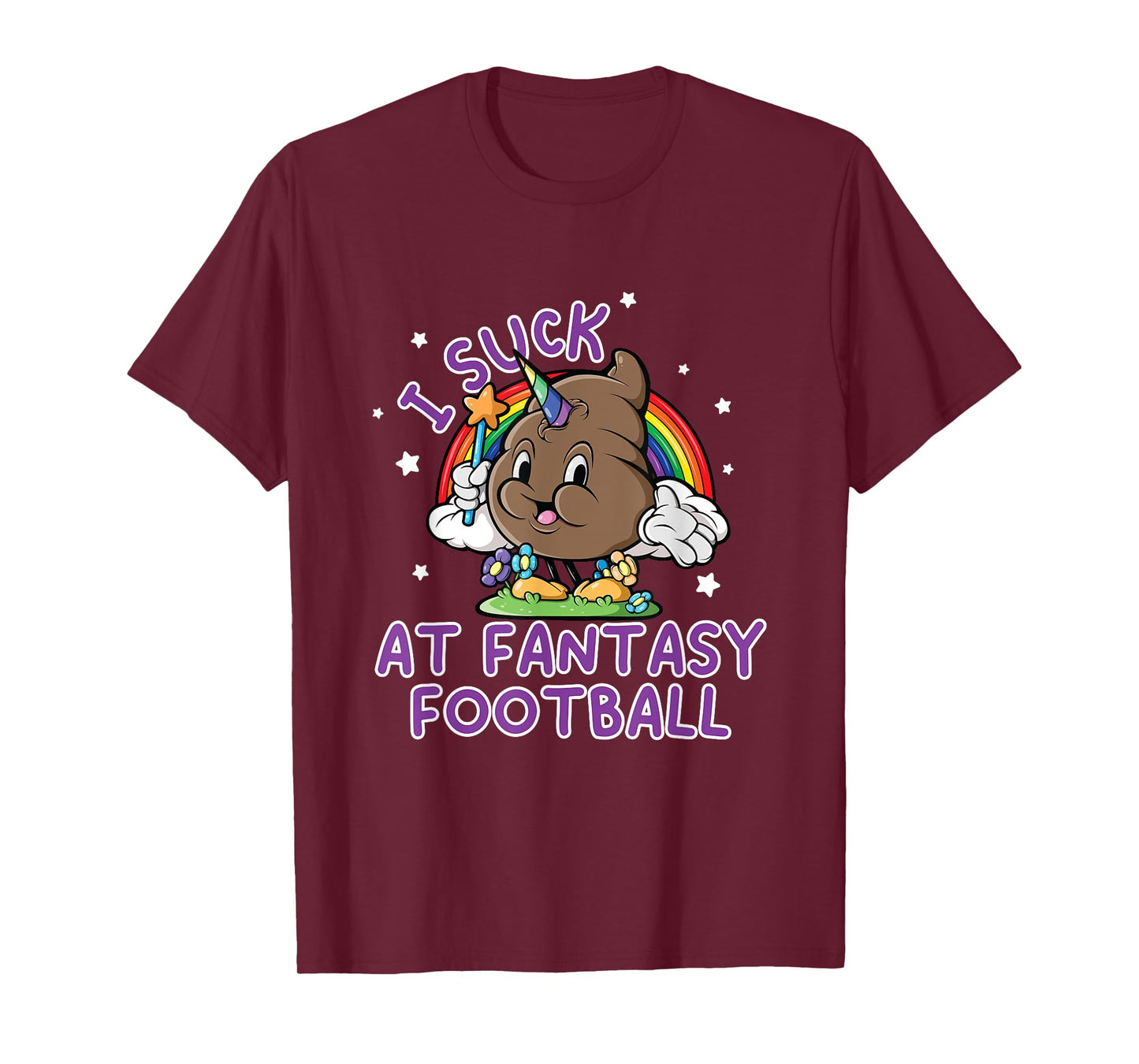 I Suck At Fantasy Football Loser Funny Pink Unicorn Poop T-Shirt