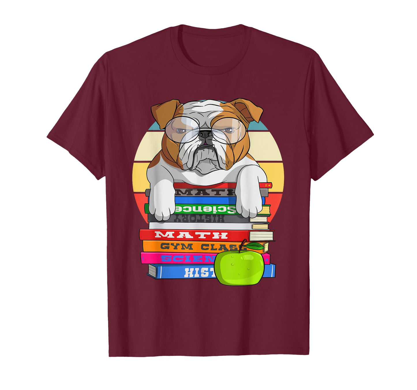 English Bulldog Back To School Book Worm Dog T-Shirt