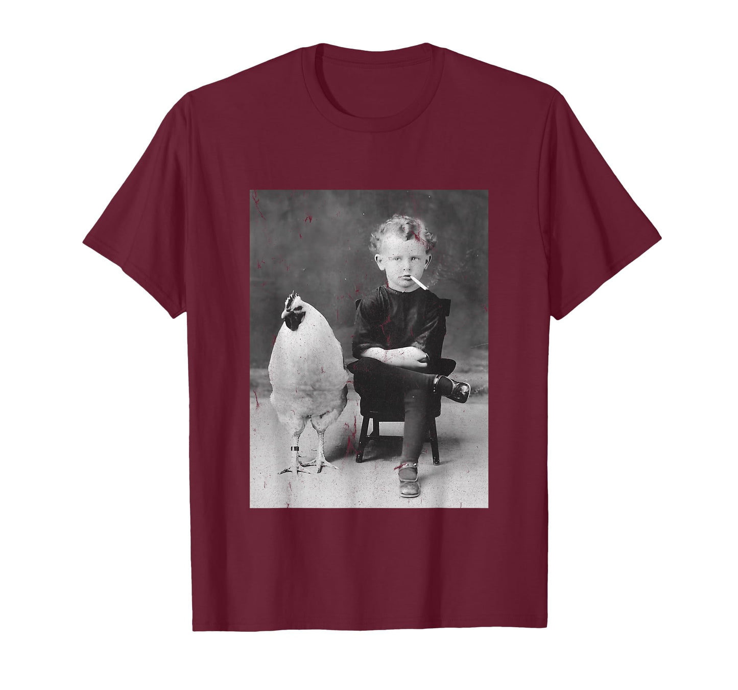 Smoking Boy With Chicken Vintage Bizarre Weird T-Shirt