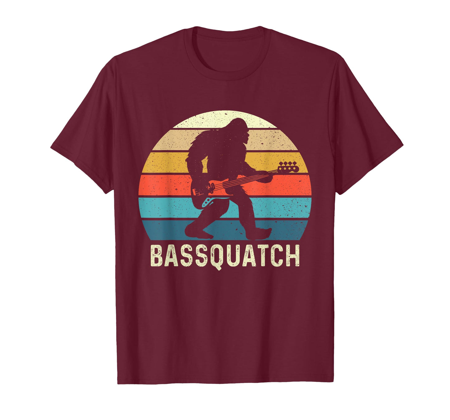 Bassquatch! Funny Bigfoot Guitar Outdoor Retro T-Shirt, Small, Black