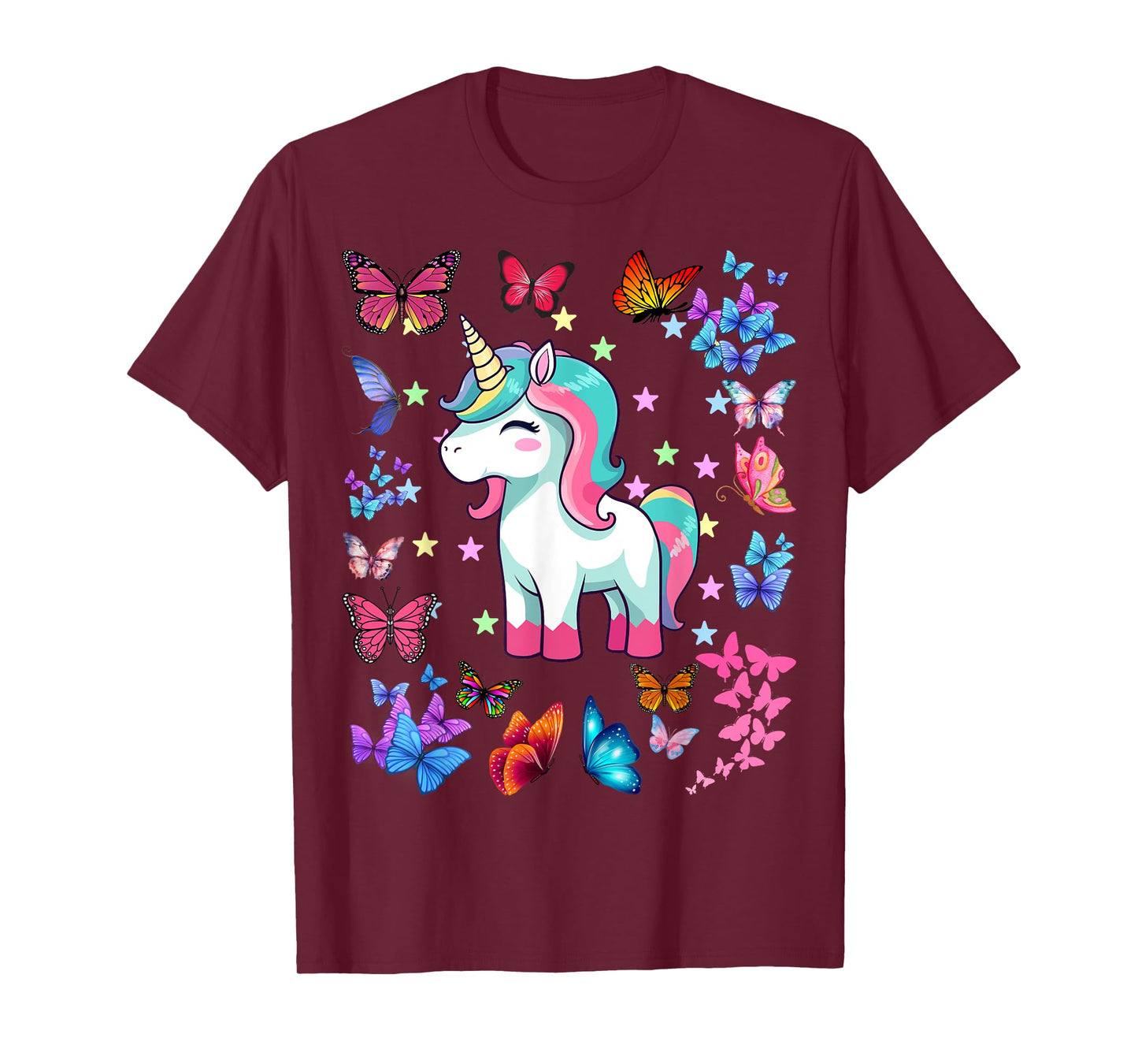 Gifts For Girls Unicorn Butterflies Graphic Tees Kids T-Shirt