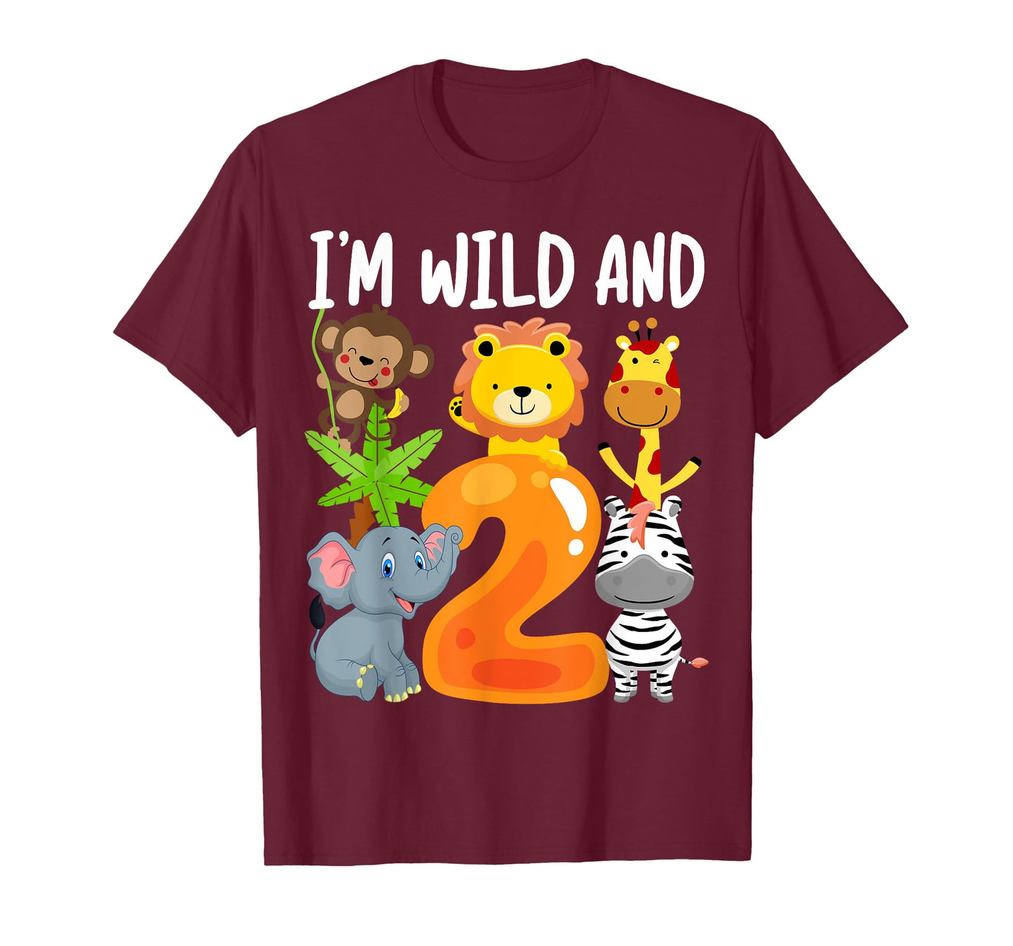 I'm Wild and 2 Two Zoo 2nd Birthday Safari Jungle Animals T-Shirt