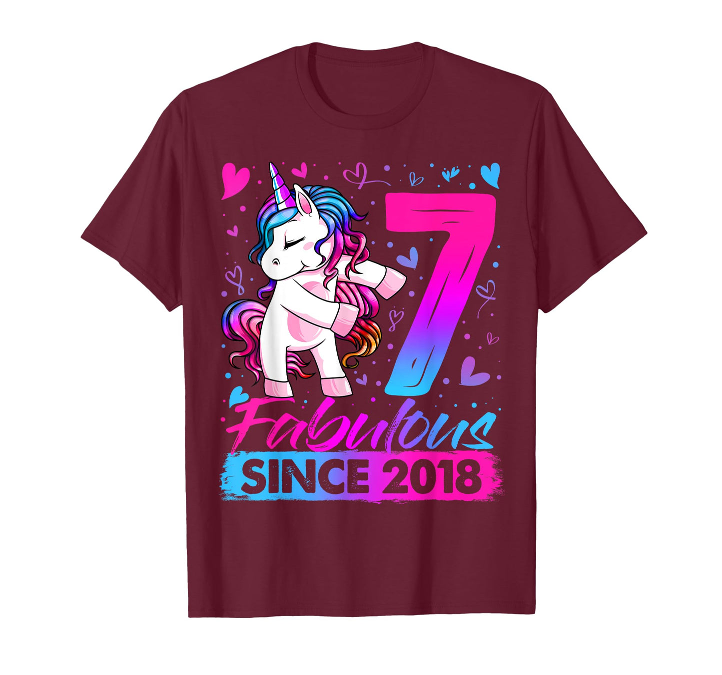 7 Year Old Unicorn Gifts For Girls 7th Birthday Girl Party T-Shirt