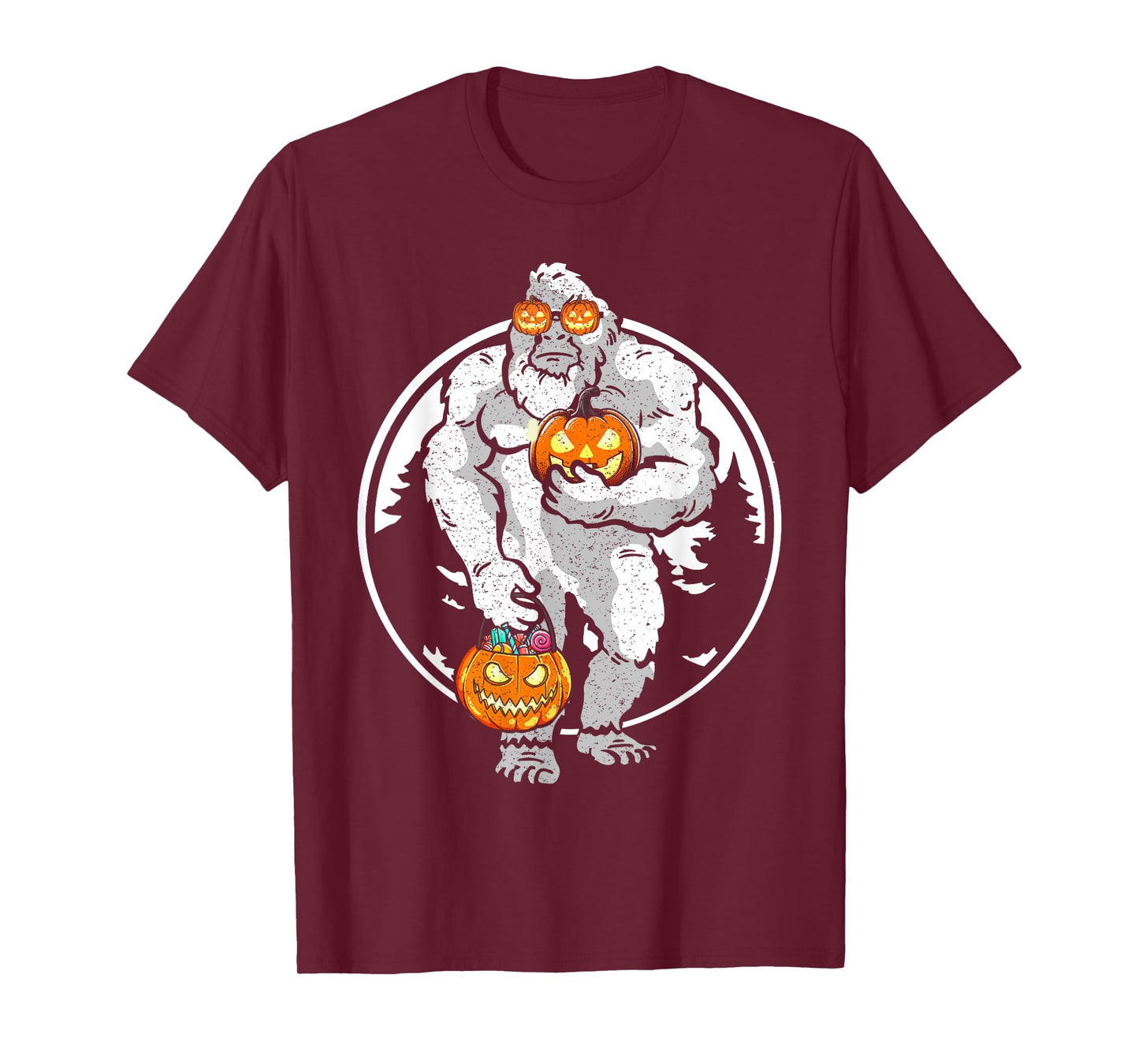 Bigfoot Yeti Pumpkin Candy Funny Halloween Sasquatch Costume T-Shirt