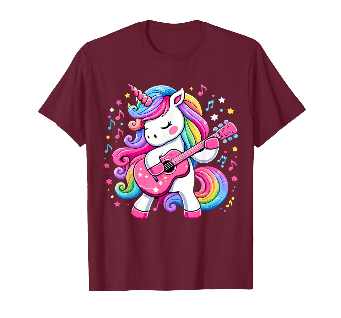 Unicorn Birthday Party Playing Guitar Music T-Shirt