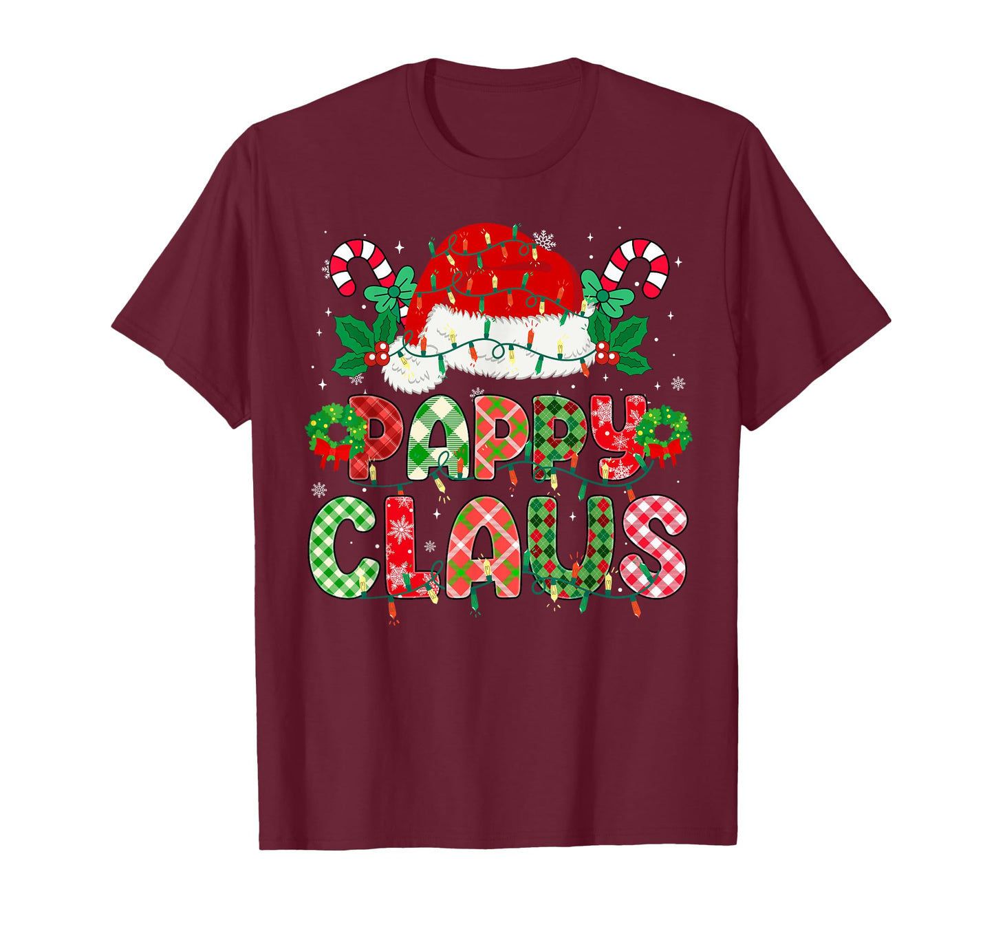 Pappy Claus Christmas Lights Pajama Family Matching Grandpa T-Shirt