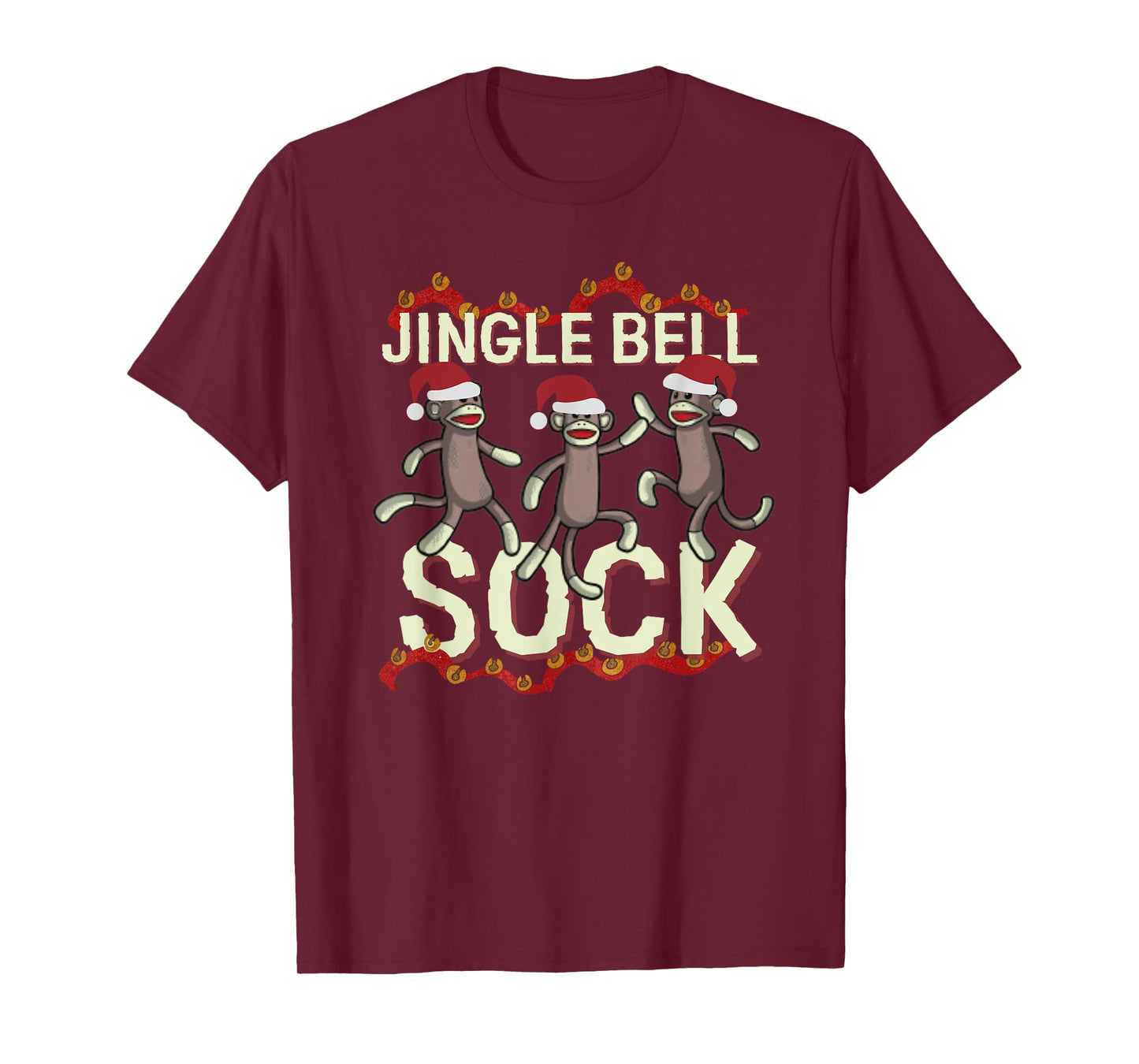 Jingle Bell Sock Funny Sock Monkey Christmas T-Shirt