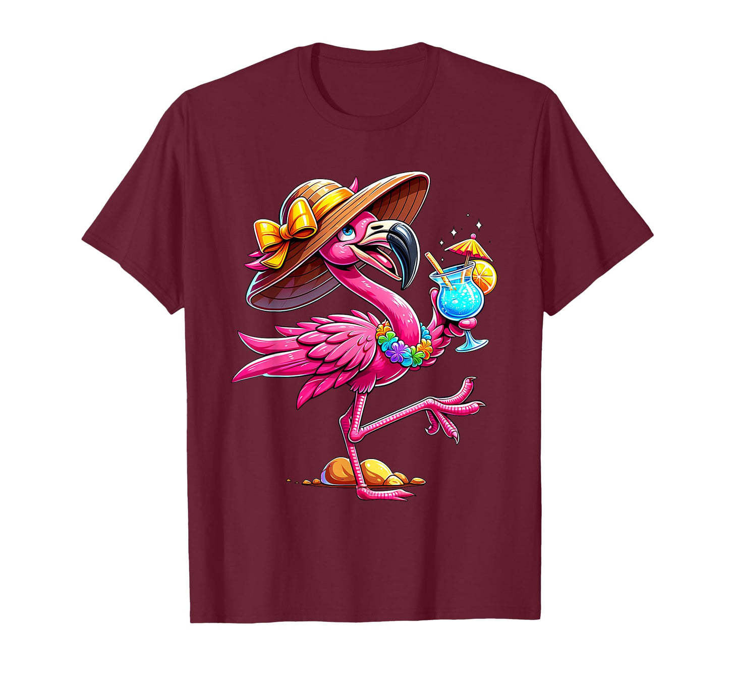Funny Flamingo Hawaiian Summer Tropical Luau Women Girls Kid T-Shirt