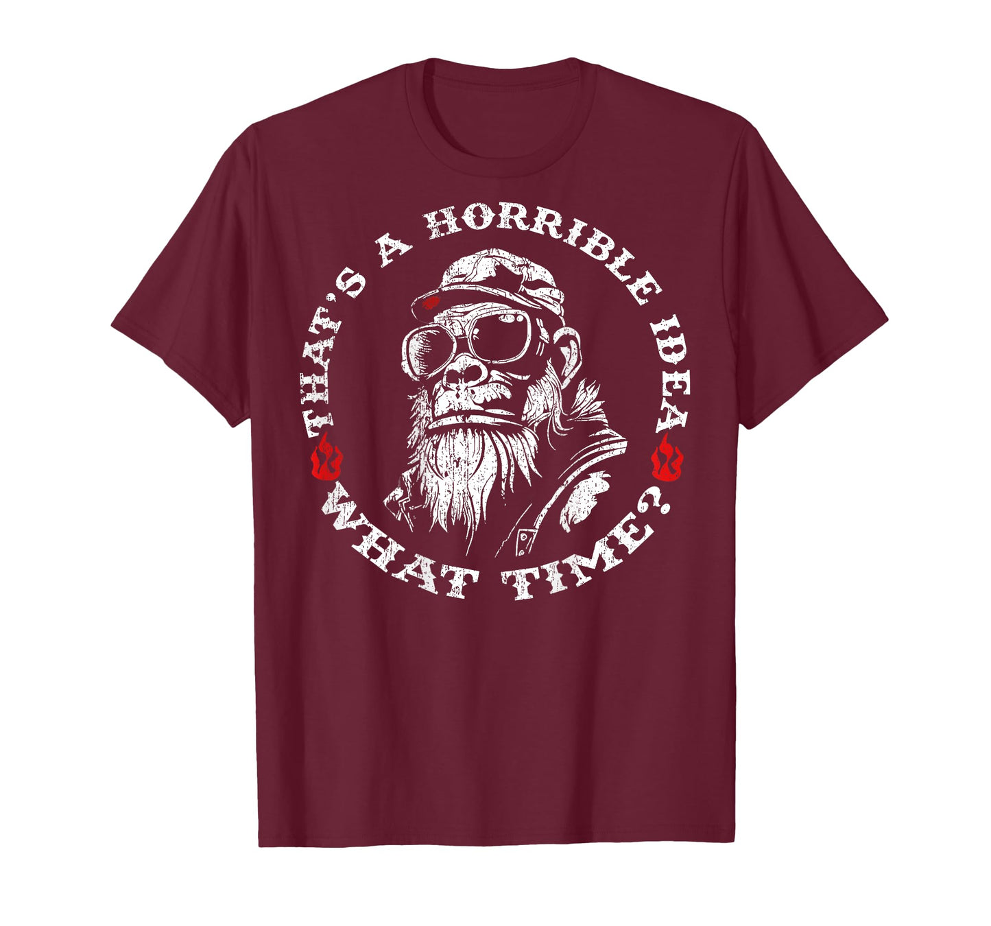 (ON Back) Retro That's A Horrible Idea What Time Monkey T-Shirt