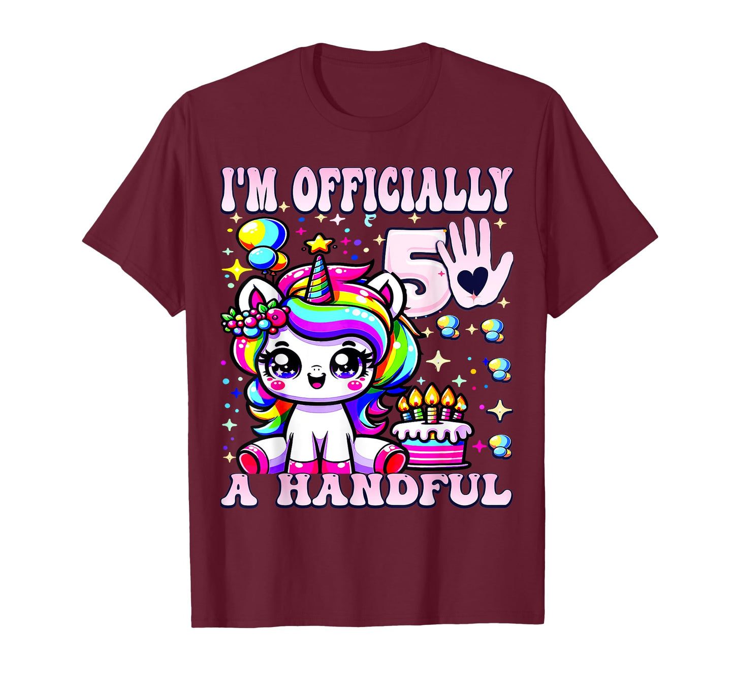 I'm Officially a Handful Birthday 5th Unicorn for girls T-Shirt