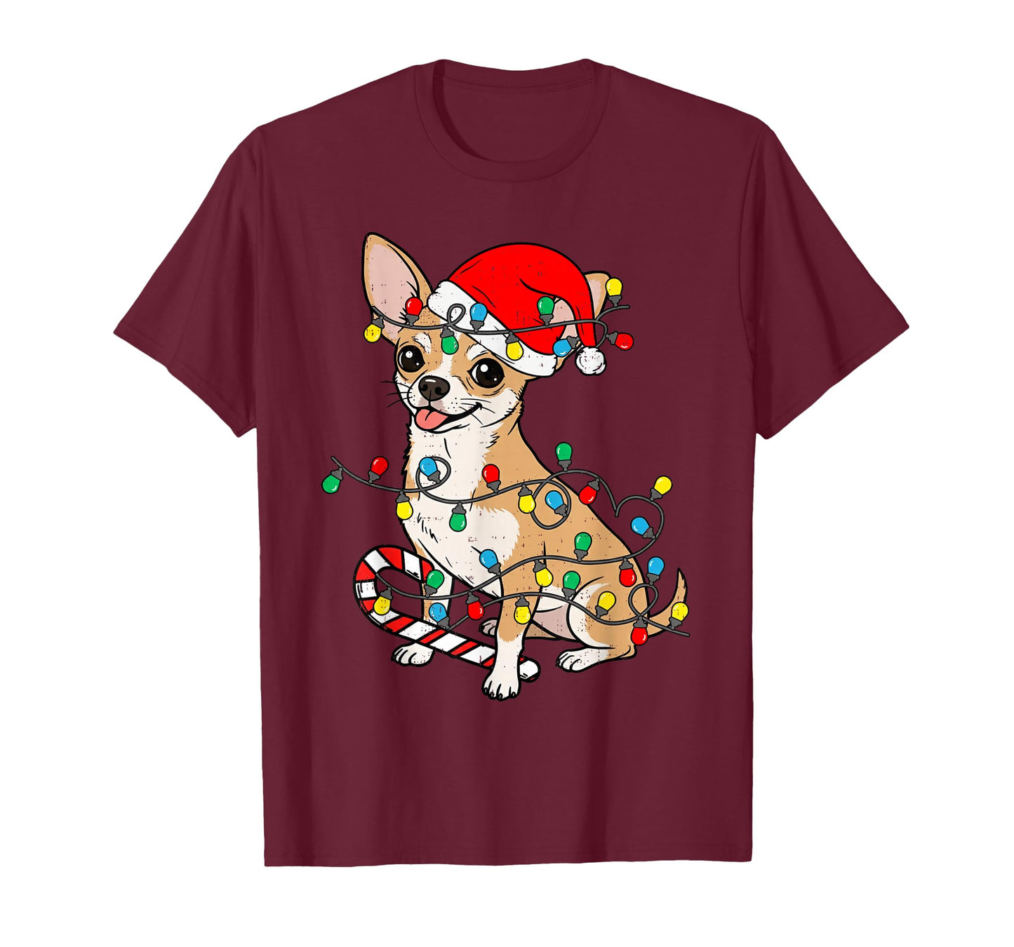 Chihuahua Dog Christmas Lights Santa Xmas Pet Dog Lover T-Shirt