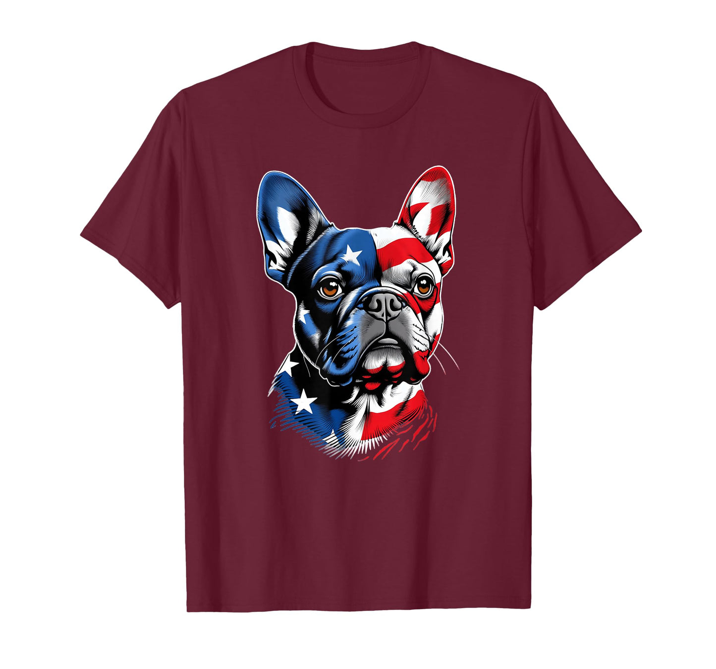 Cute French Bulldog Funny Dog USA American Flag 4th Of July T-Shirt