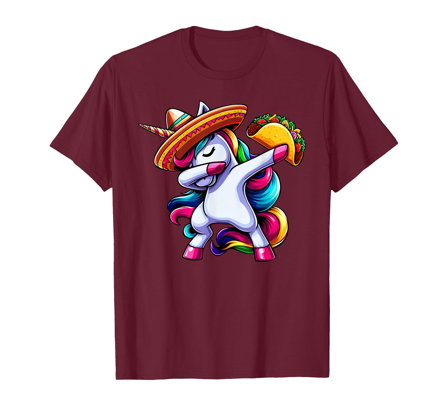 Cinco De Mayo Funny Dabbing Unicorn Sombrero Mexican Kids T-Shirt