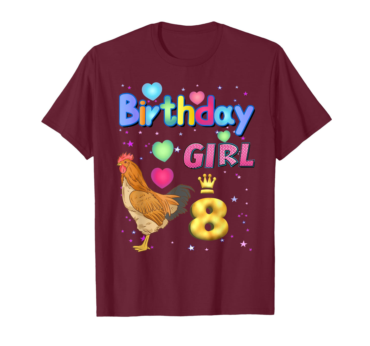 Kids 8Years Old Chicken Its my 8th birthday Girl Chicken T-Shirt