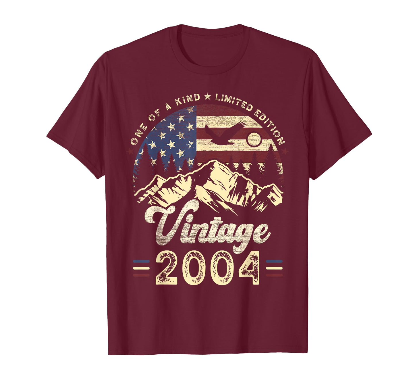 Vintage 2004 American Flag Patriotic Eagle 21st Birthday T-Shirt