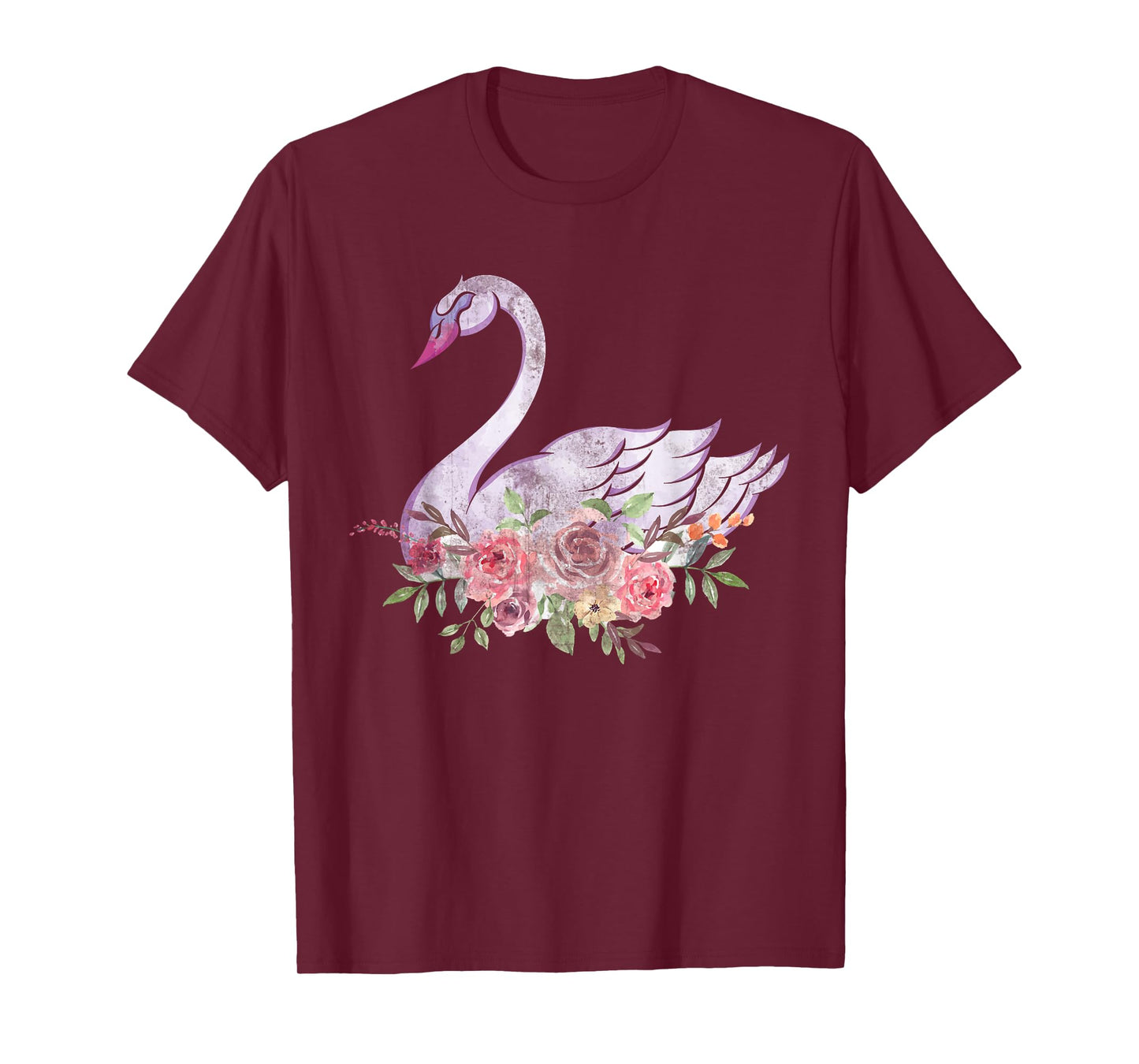 Women Girls Gift Pretty Animal Flower Crown Swan T-Shirt