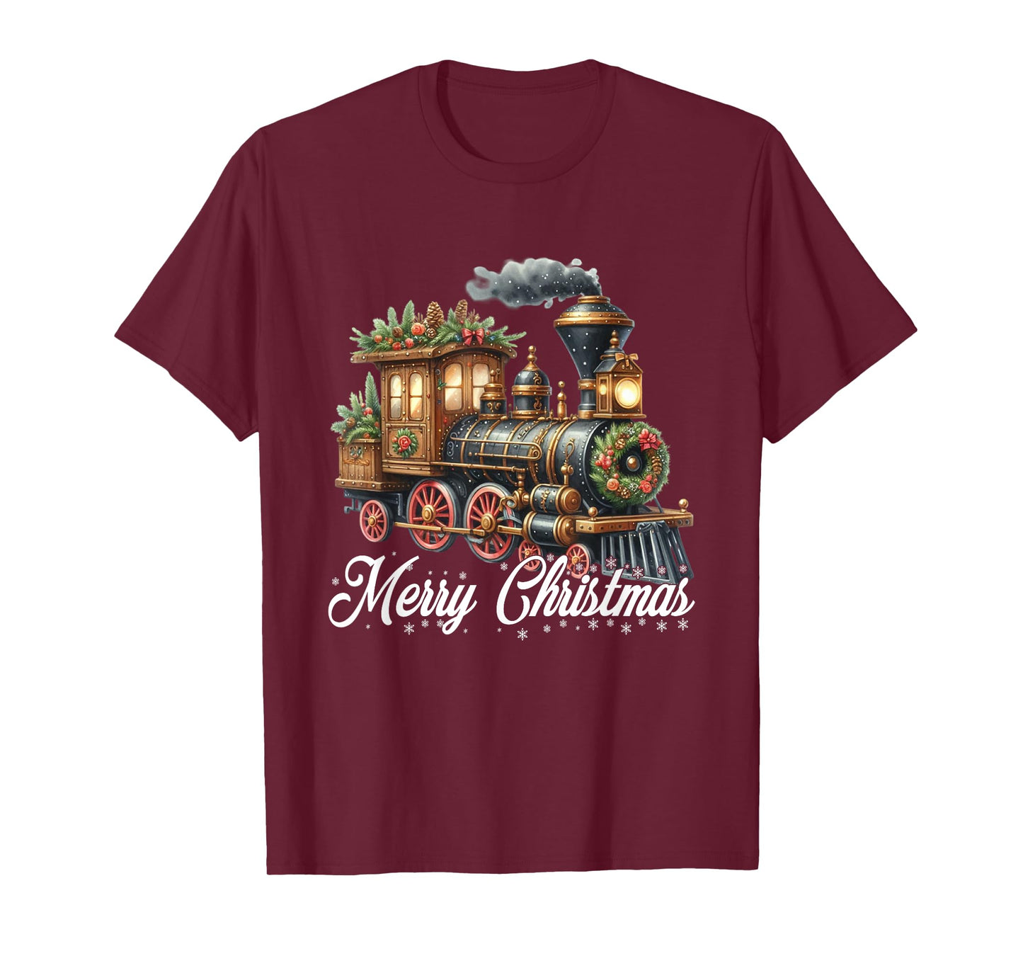 Merry Christmas Steam Train Locomotive Family Pajamas T-Shirt