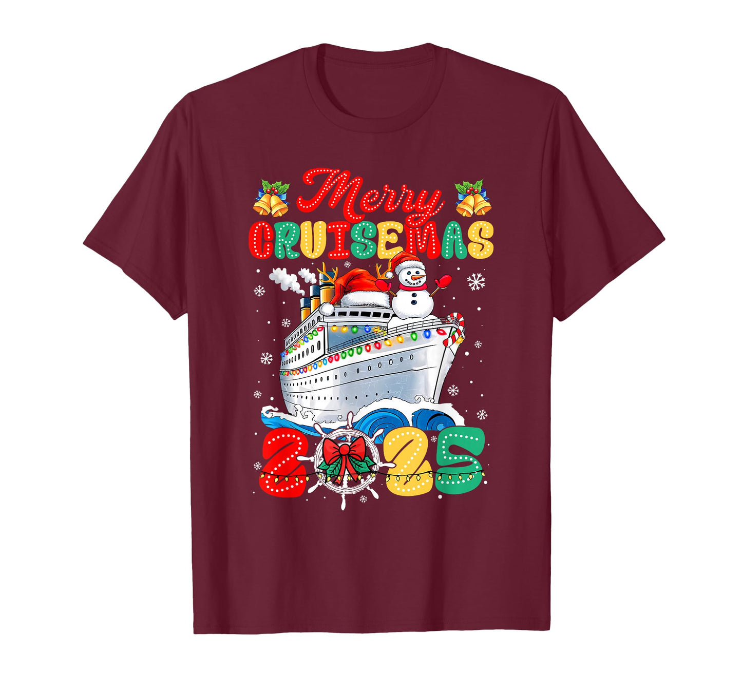 Merry Cruisemas 2025 Christmas Santa Groovy Cruise Ship T-Shirt