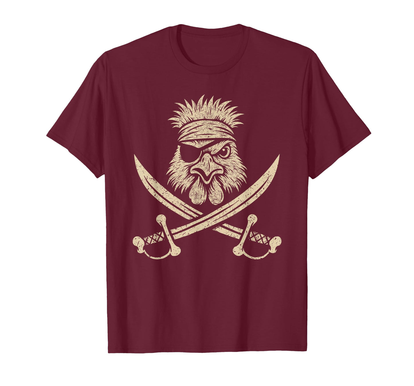 Vintage Pirate Silkie Chicken and Crossbones Farm Animal T-Shirt