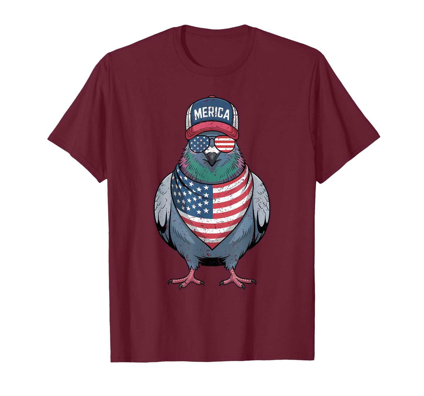 Pigeon 4th of July US American Flag Patriotic Bird T-Shirt