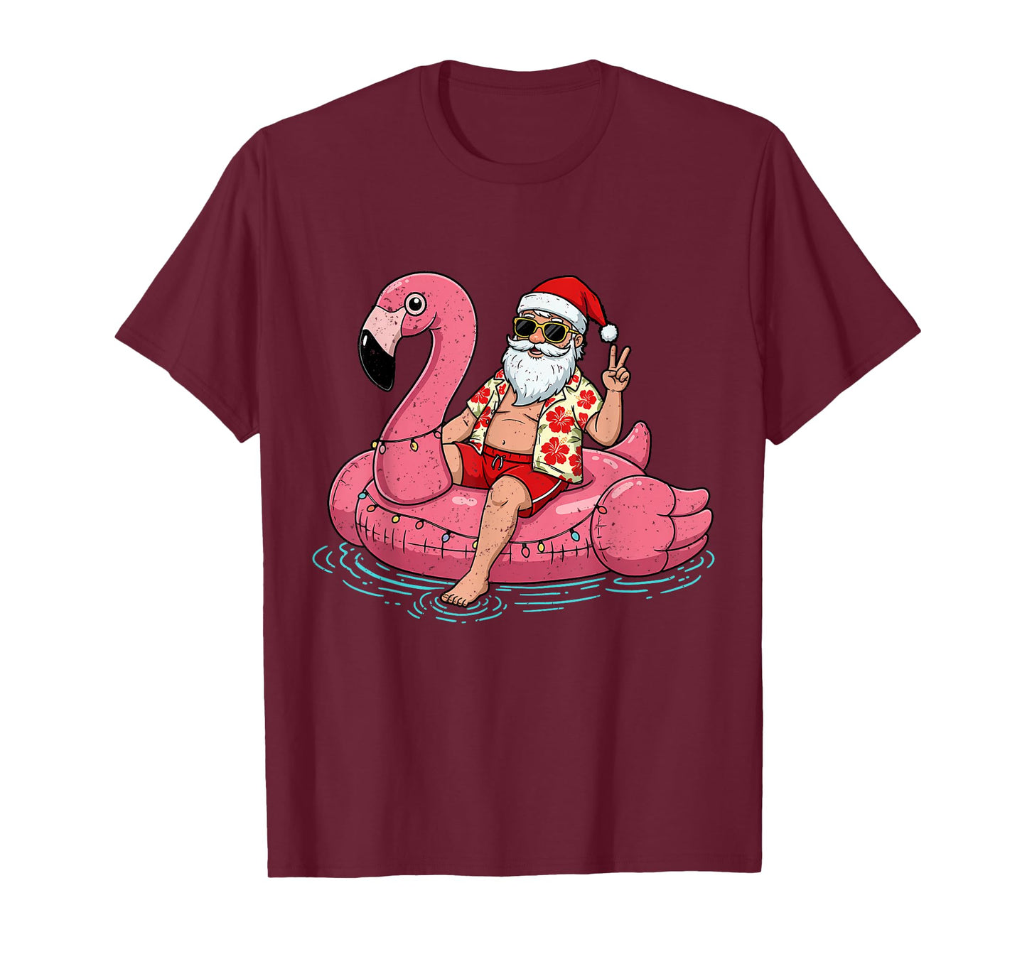Christmas in July Shirt Santa Flamingo Float Summer Xmas T-Shirt