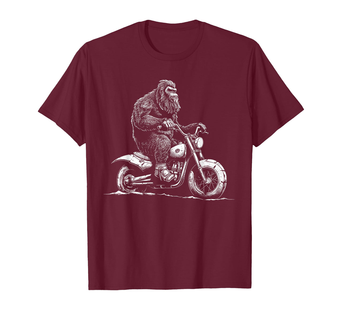 Bigfoot Riding A Motorcycle Bike Funny Sasquatch Men Women T-Shirt