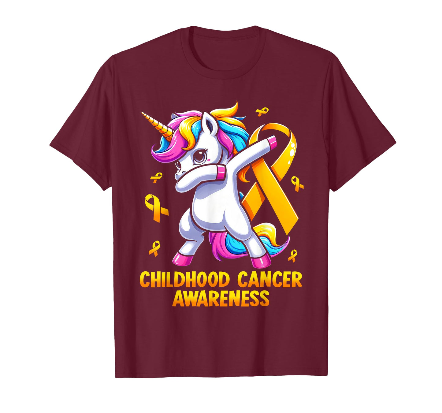 Unicorn Gold Ribbon Girls Childhood Cancer Awareness T-Shirt