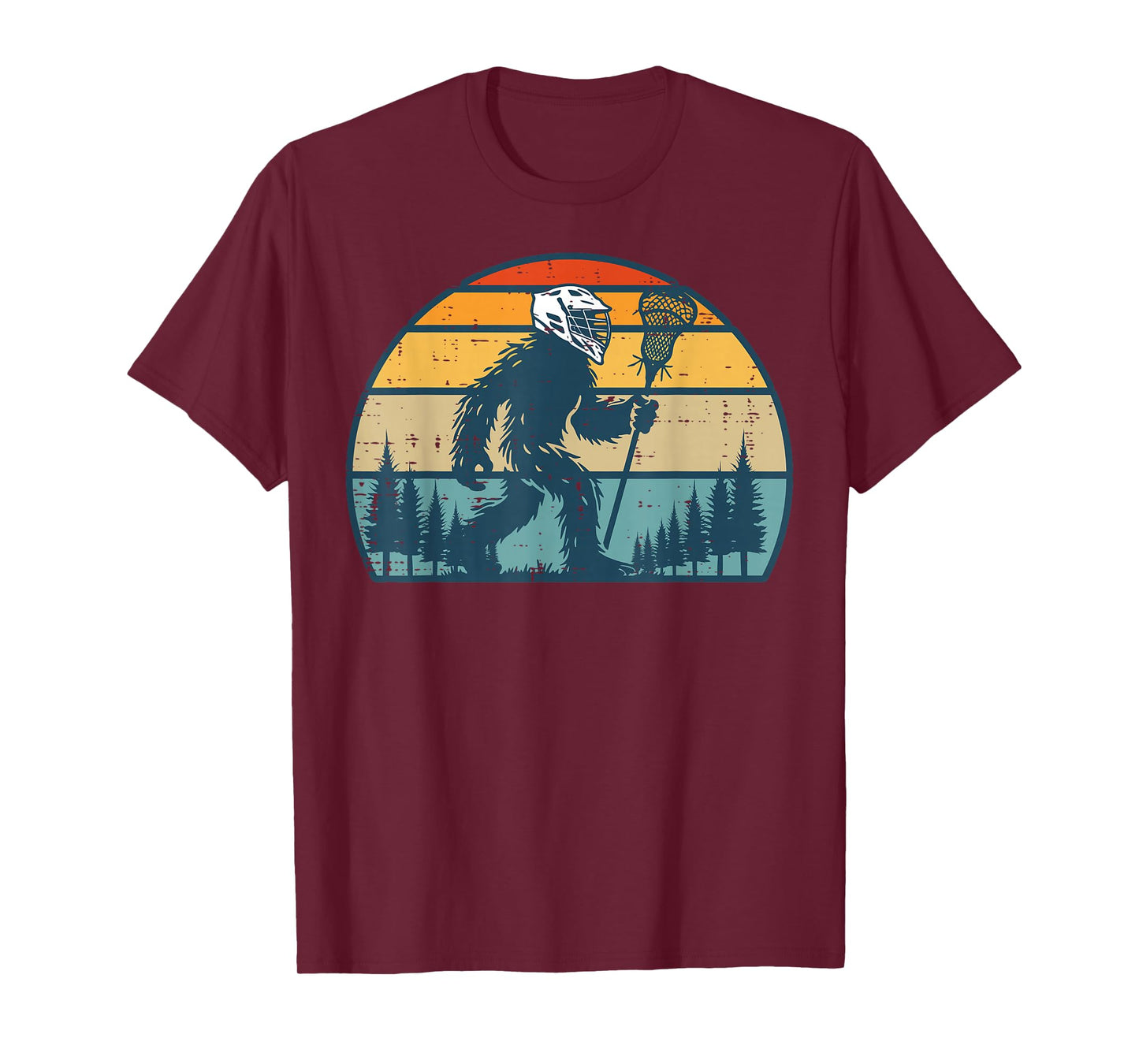 Bigfoot Lacrosse Player Retro Sasquatch Lax Men Boys Kids T-Shirt