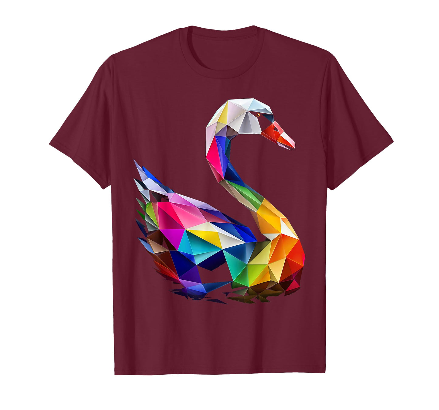 Swan Colorful Bird Art Animal Polygon Graphic Swan T-Shirt