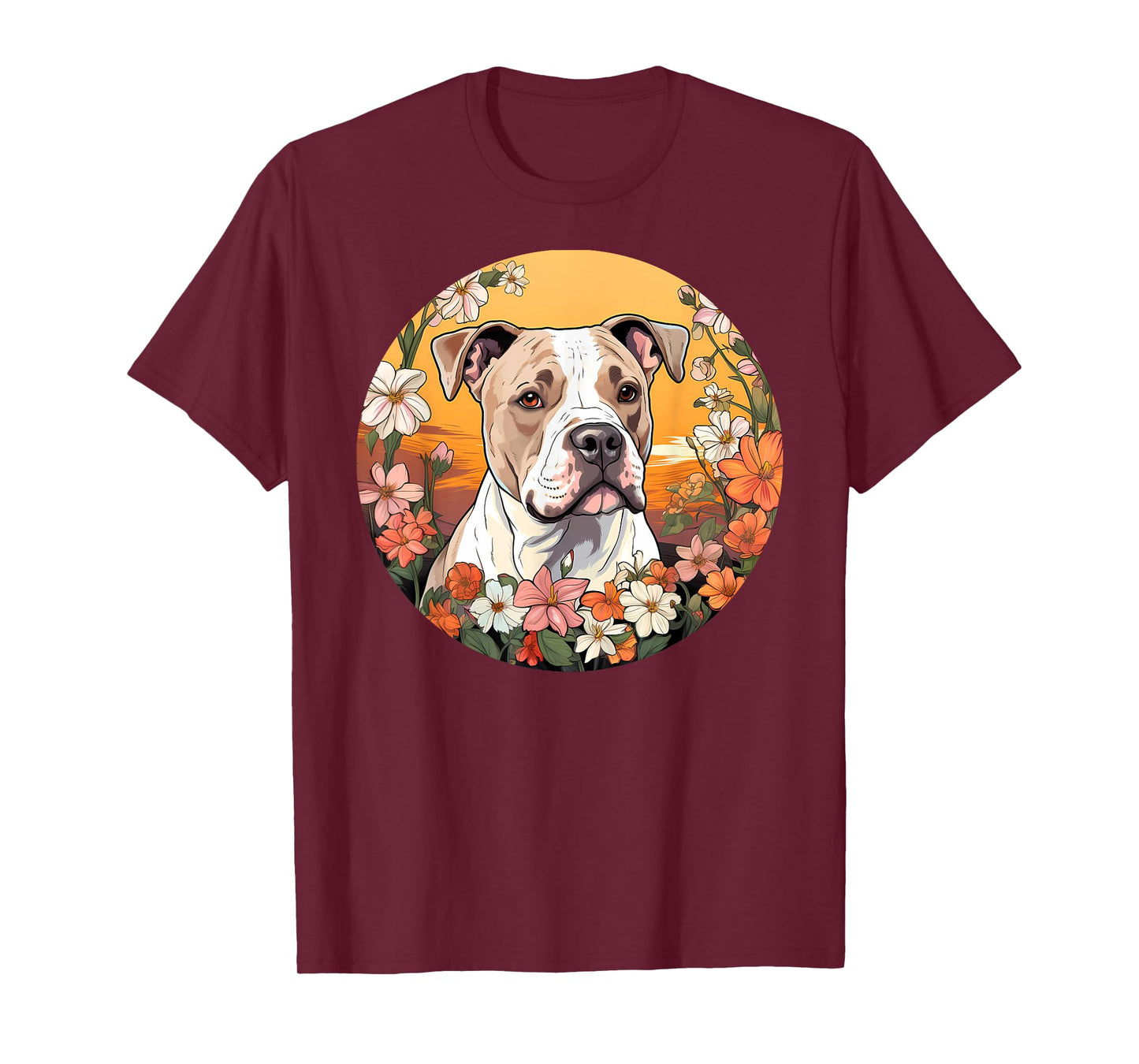 Cute American Bulldog Mountain Flower Meadow Dog Mom T-Shirt for Men Women Kids