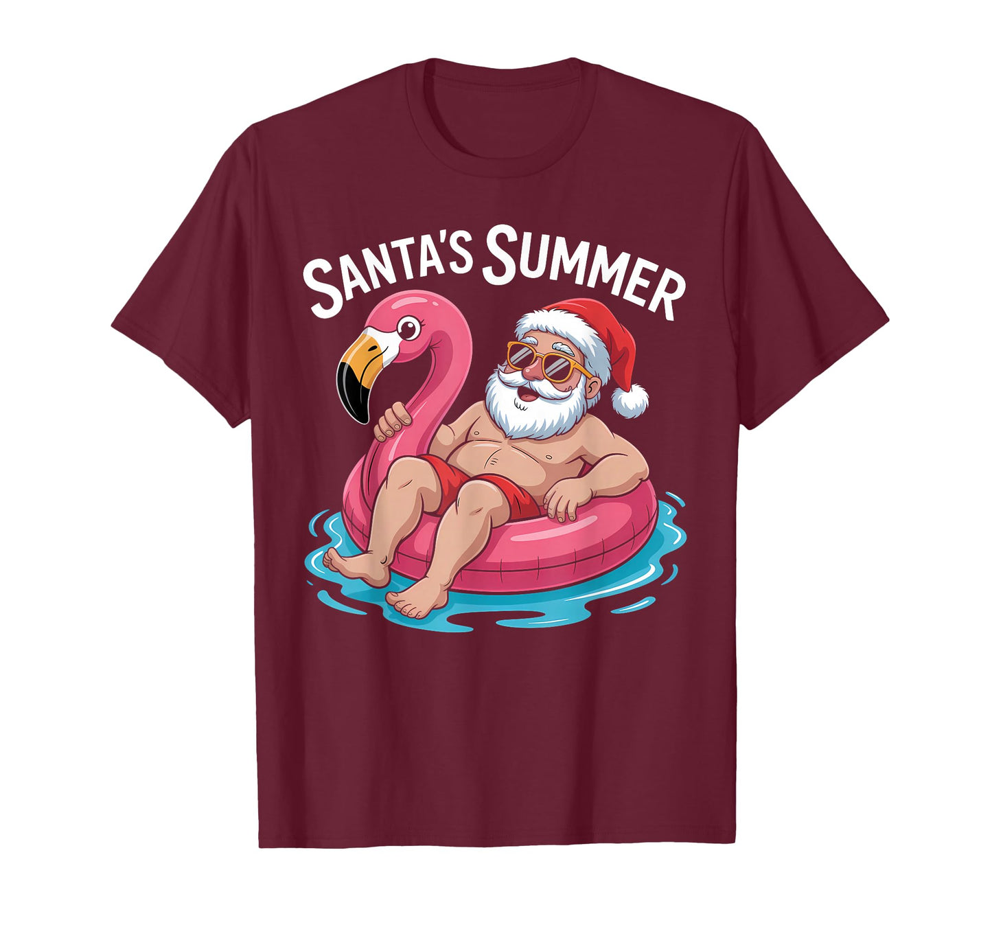 Christmas In July Santa Flamingo Summer Xmas Boys Kids T-Shirt
