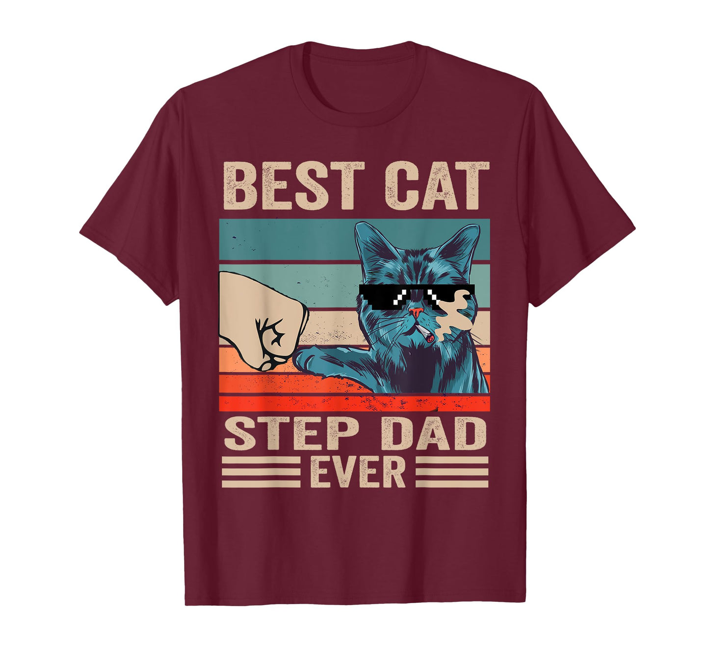 Vintage Best Cat step dad Ever bump fist father's day Gifts T-Shirt