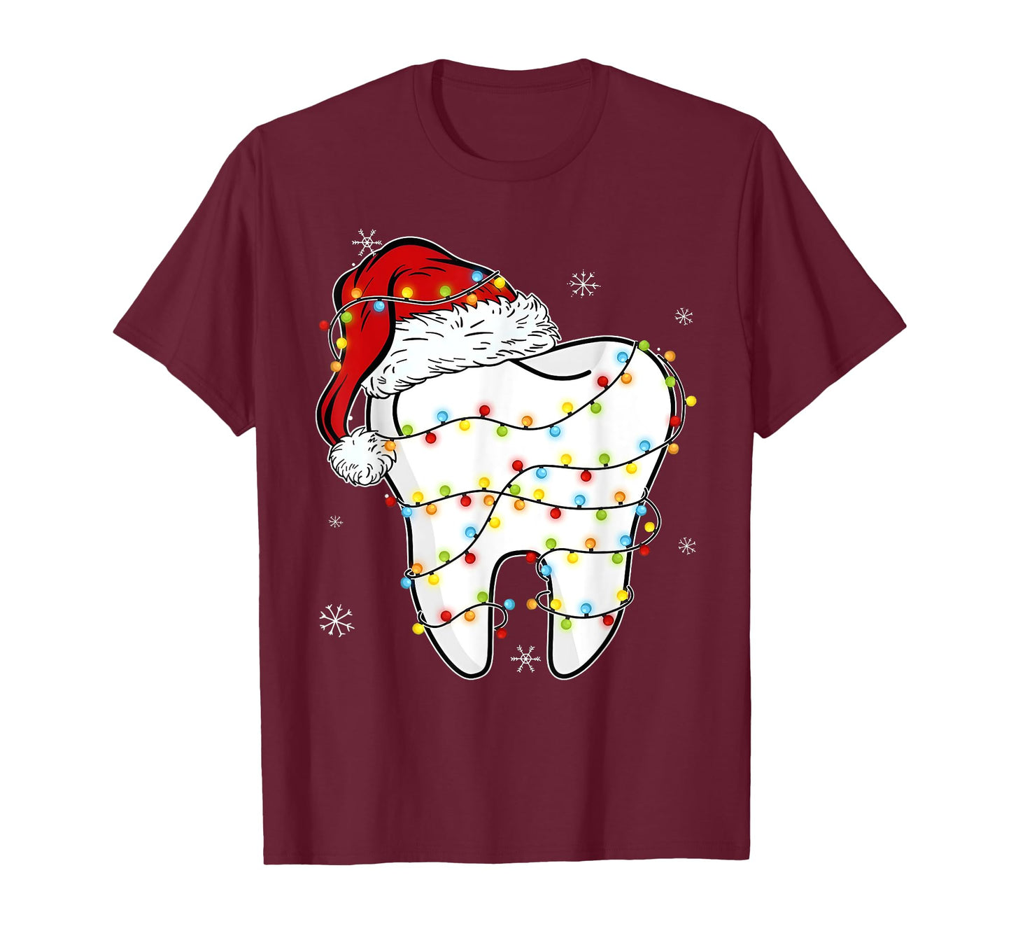 Christmas Teeth Dentist Xmas Lights Santa Hat Pajama Holiday T-Shirt
