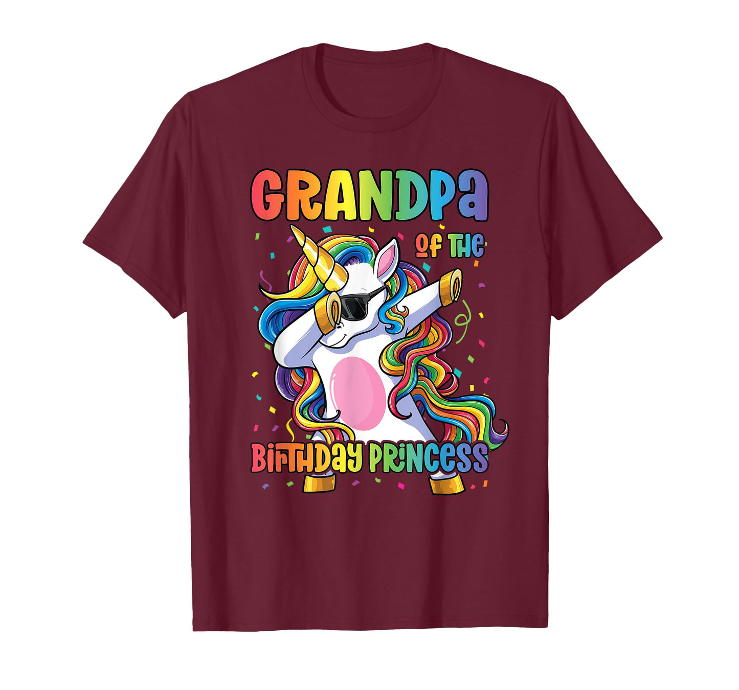 Grandpa of the Birthday Princess Shirt Girl Dabbing Unicorn T-Shirt