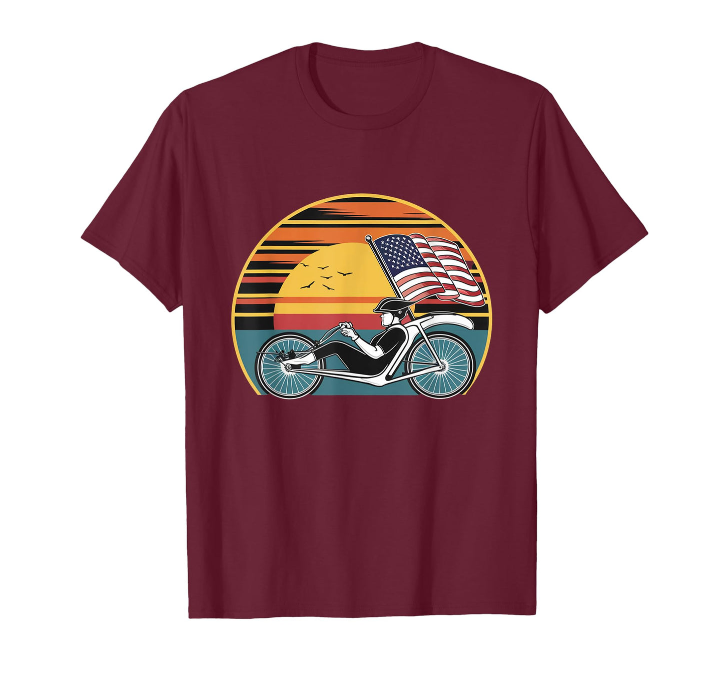 Vintage Recumbent Trike American Flag T-Shirt